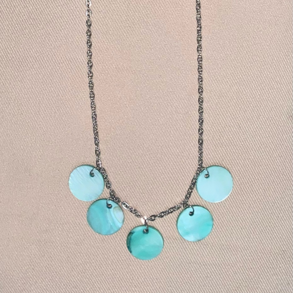 Aqua blue shells necklace